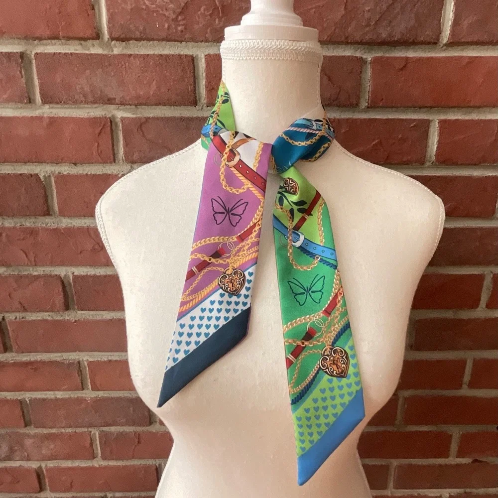 Wristpop L.A.Apple Watch Thin Neck Purse Art Print Silk Scarf  Hairband NWOT